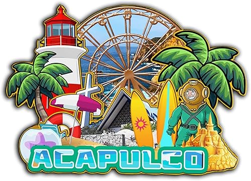 Acapulco - Imán de México para nevera, de madera, 3D, monumentos de viaje, coleccionables, recuerdos, decoración hecha a mano -2048