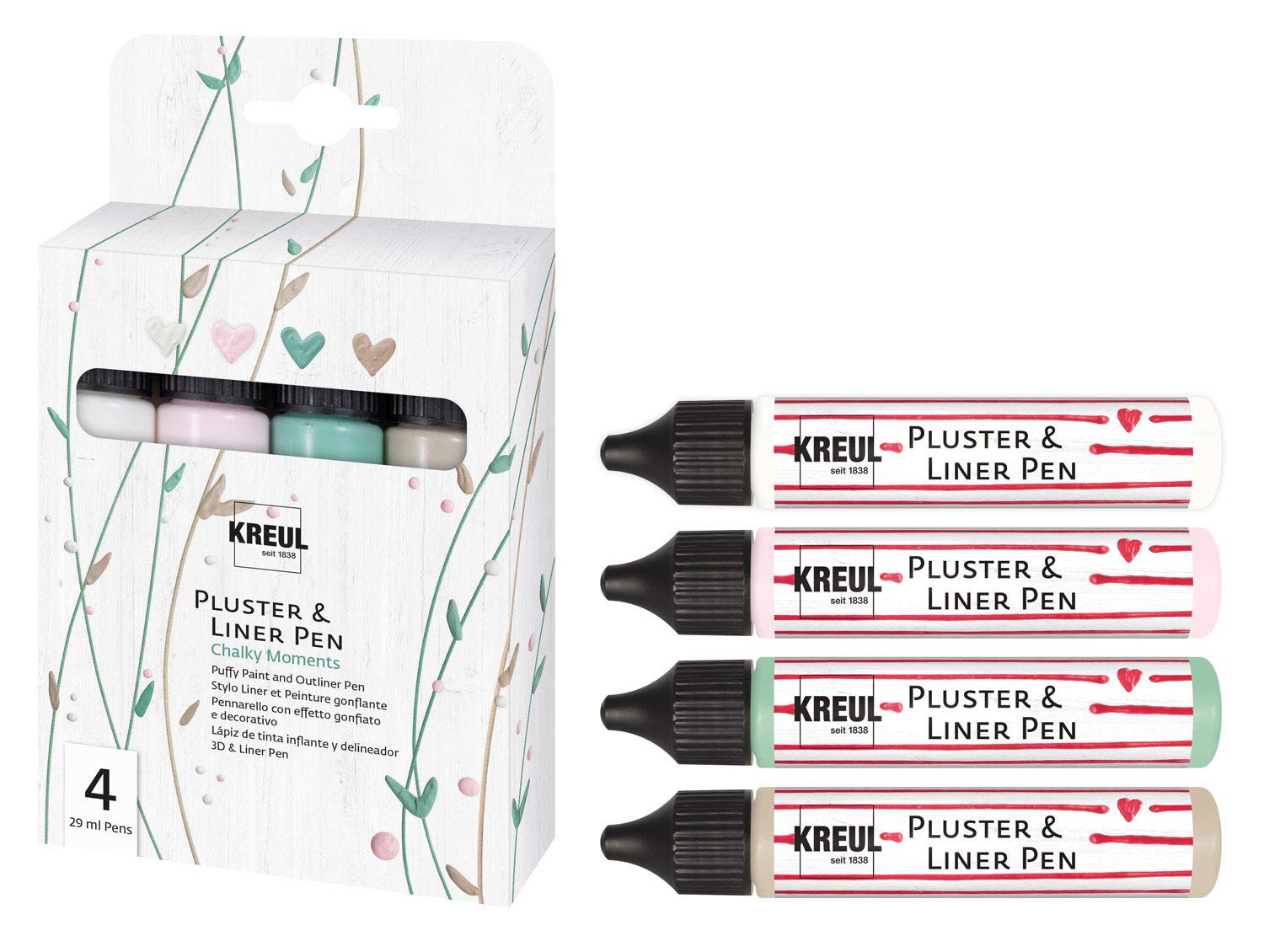 KREUL Pluster & Liner Pen Set - 3D Effektfarben Für Kreative Dekoration