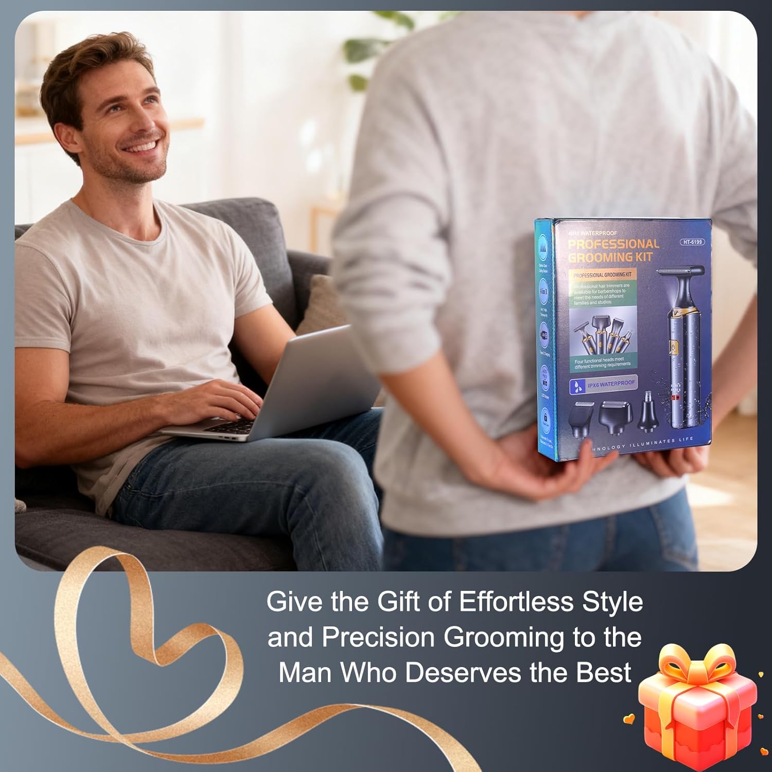 Electric Mens Back Shaver Body Trimmer Hair Groomer 4 in 1 Kit with Extendable Auxiliary Arm Waterproof Facial,Chin,Arm,Back,Pubic Hair Trimmer Grooming Set - Image 9