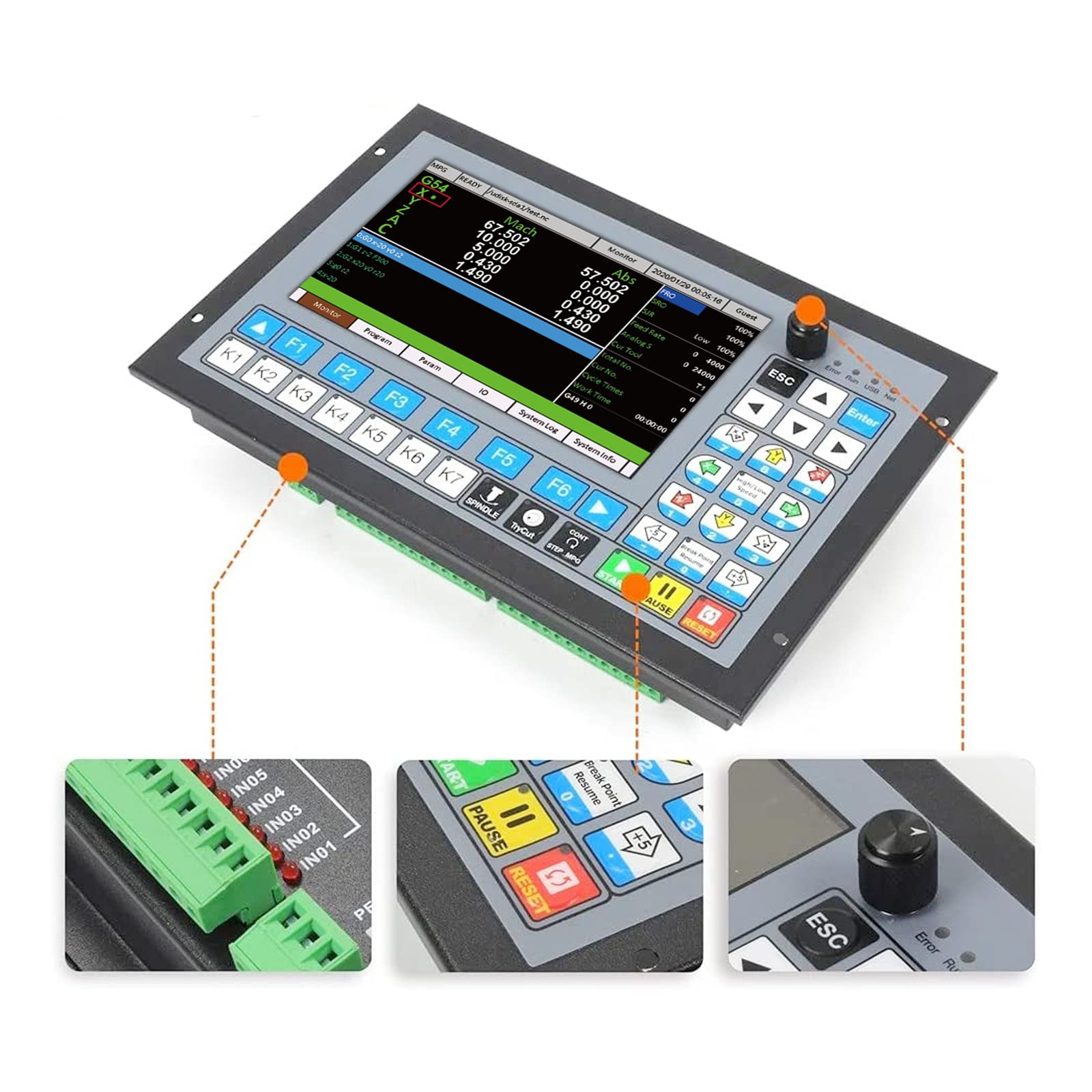 RATTMMOTOR Sistema de Control Expert DDCS, 4 Ejes Offline Motion Controller PLC 1000 kHz, Control de Movimiento Independiente para Máquina CNC