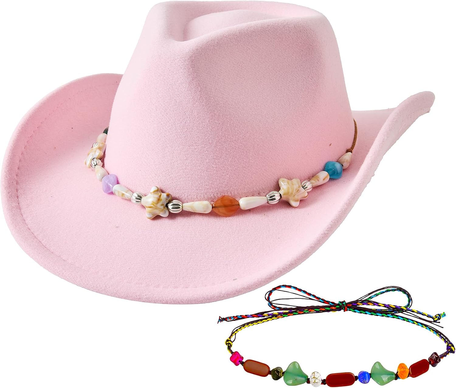 Jastore Kids Girl Boy Western Cowboy Hat for Classic Fedora Hat Felt Cowgirls Hats with Two Decorative Bands