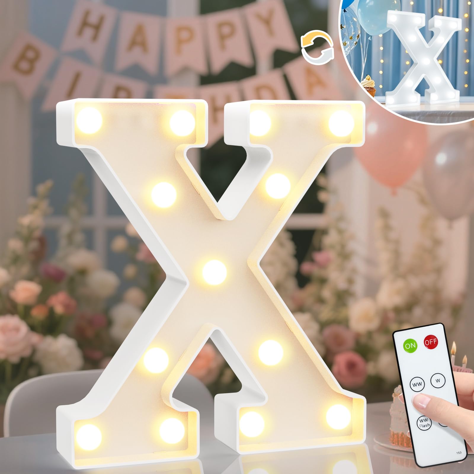 8.8" Decorative LED Light Up Numbers, Marquee Numbers Lights for 7th Birthday Decorations, Lighted Number Sign for Birthday Party Night Lights Wedding Anniversary Home Wall Decor, White Number 7 — view 84