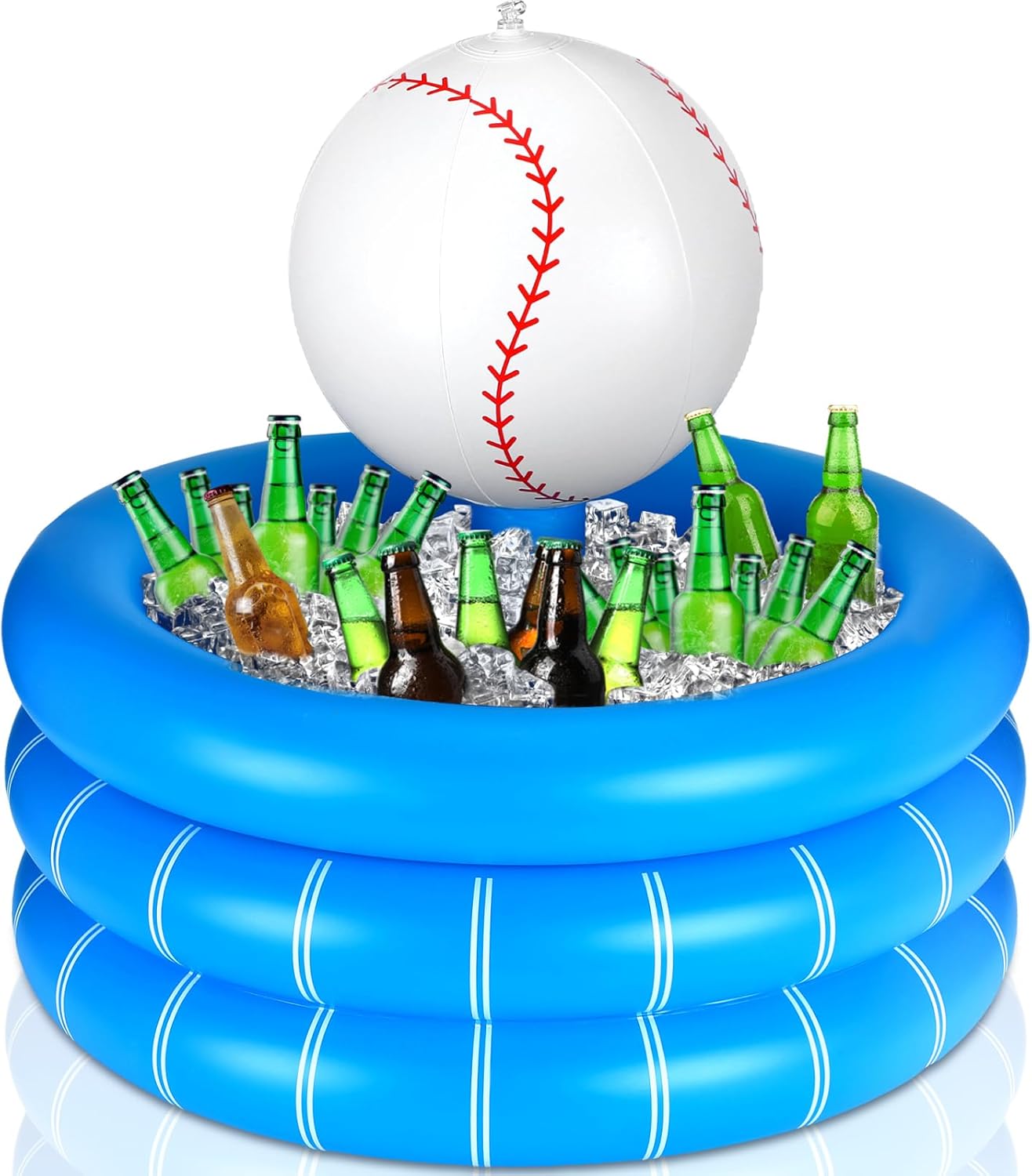 Bencailor Inflatable Cooler Inflatable Football Drink Cooler Toss Game Party Decoration Rugby Basketball Baseball Blow up PVC Ice Serving Bar for Sport Party Supplies Game Day Beer(Orange,Basketball)