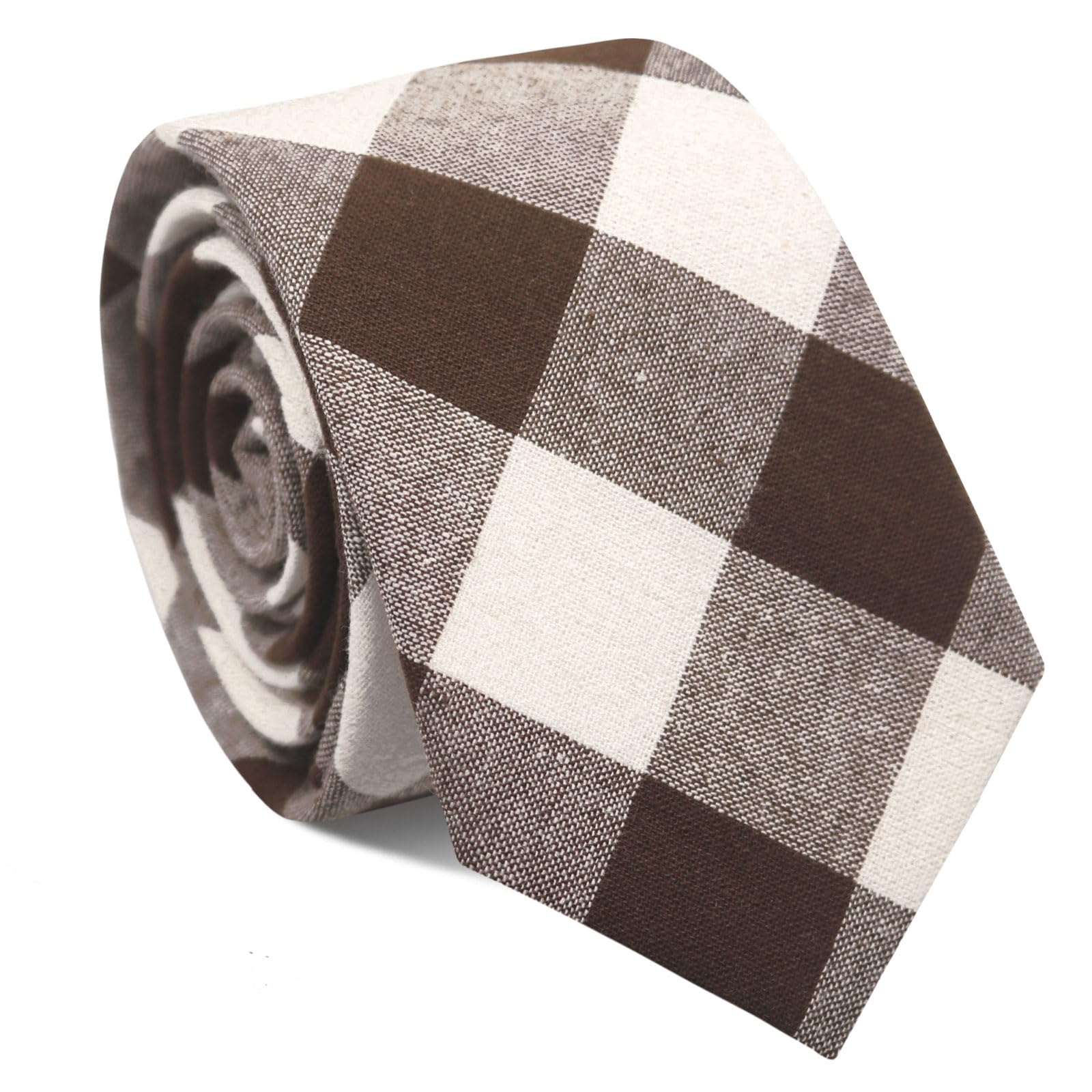 Mantieqingway 2.56'' Cotton Ties for Men, Mens Stripe Plaid Neckties for Business College Wedding Birthday/Valentine's