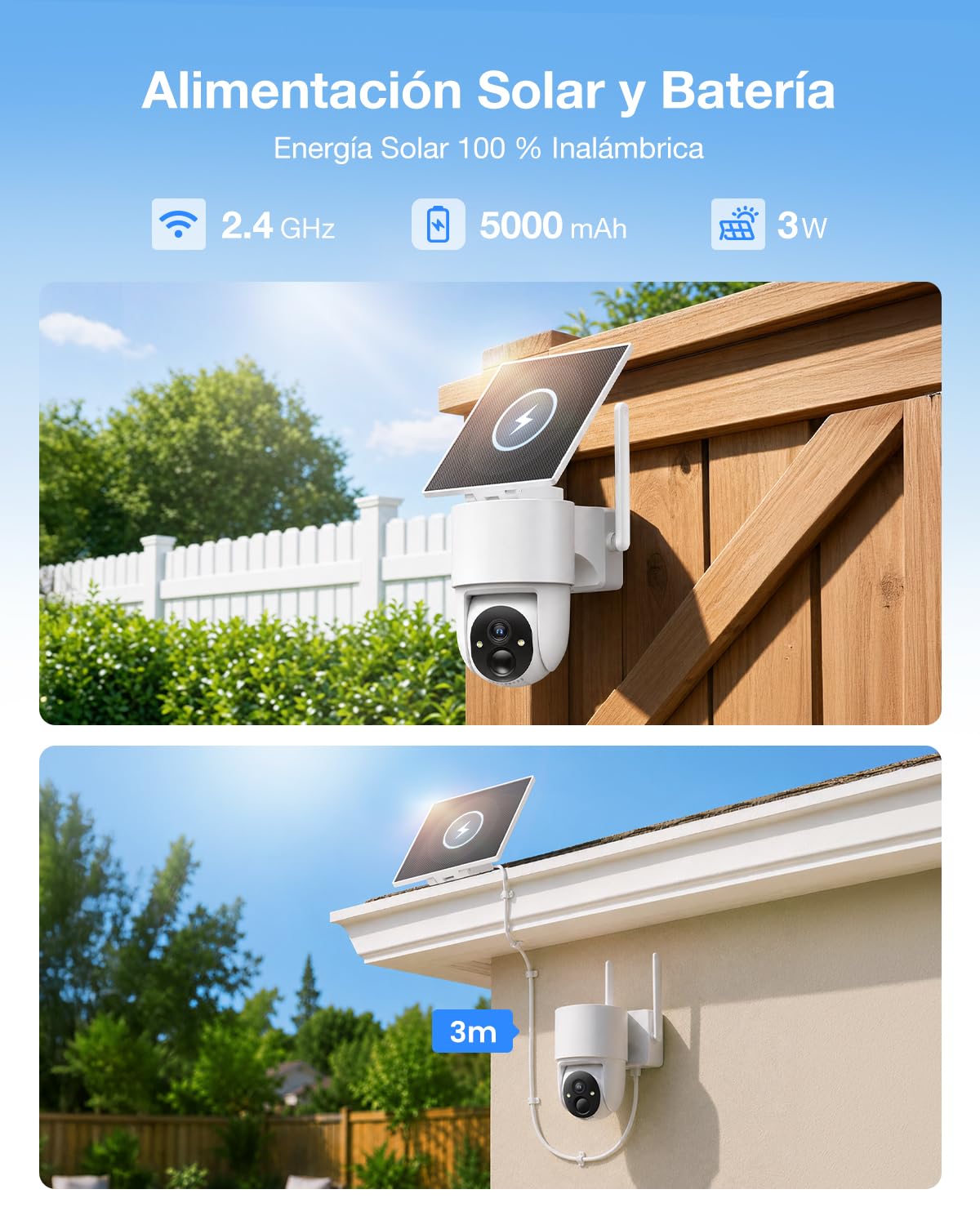 Tical 4MP Camara Vigilancia WiFi Exterior Solar sin Cable con Bbatería | 24/7 Grabación Continua Cámara de Seguridad con Panel Solare, AI Detección de Humana, IP66 con Wi-Fi 2,4 GHz