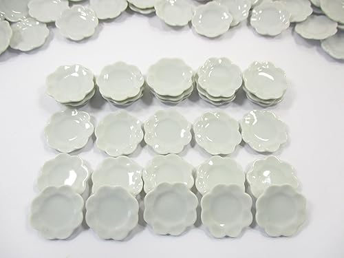 Miniatura 2 de 0.394x0.709 in Mini Plato de Vieira Blanco Plato Casa de Muñecas Cocina Miniatura Cerámica 10836