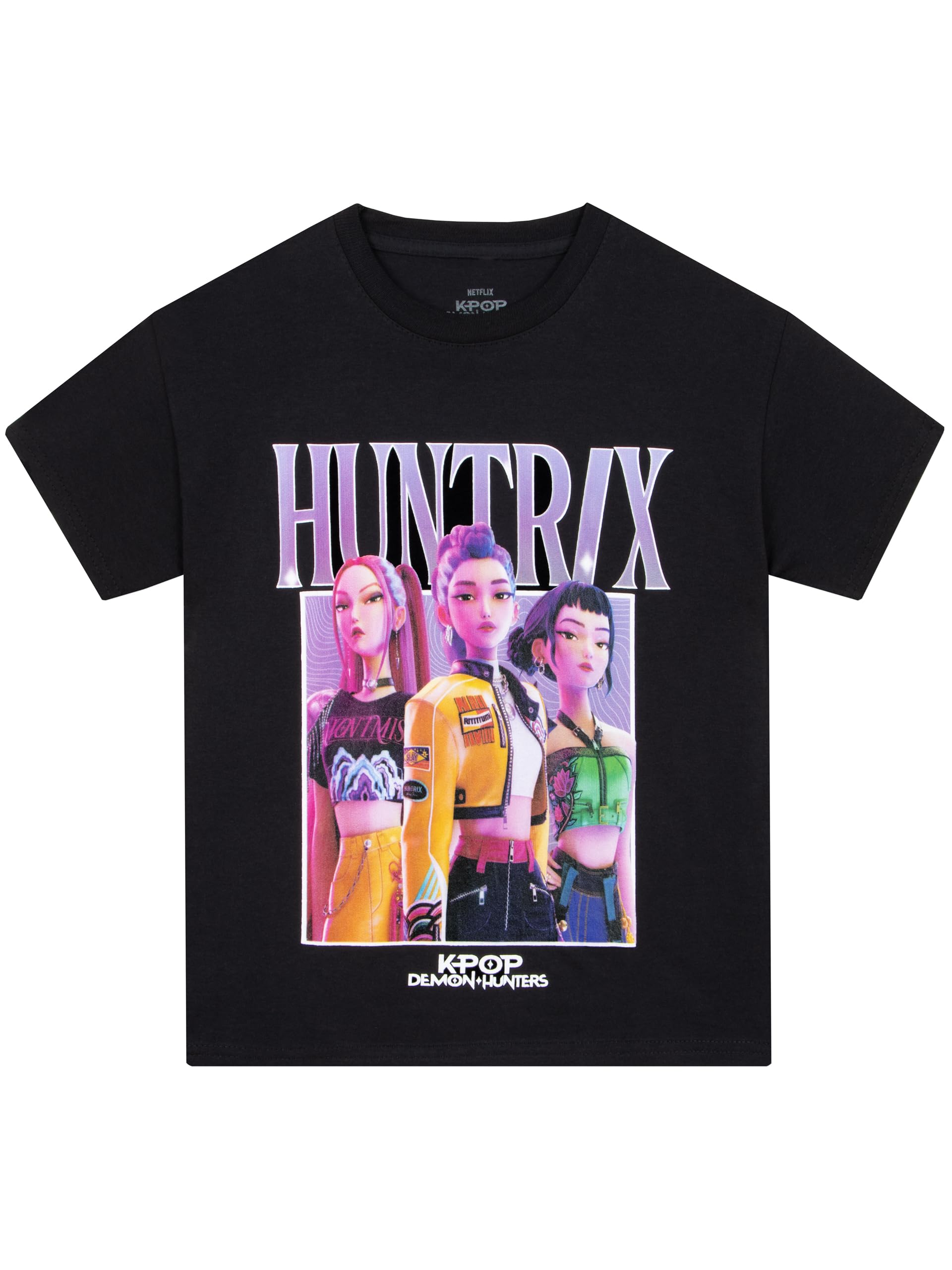 KPop Demon Hunters Camiseta Niña, Camiseta KPOP Niña con Motivo De Huntrix, Top Niña Manga Corta para El Verano