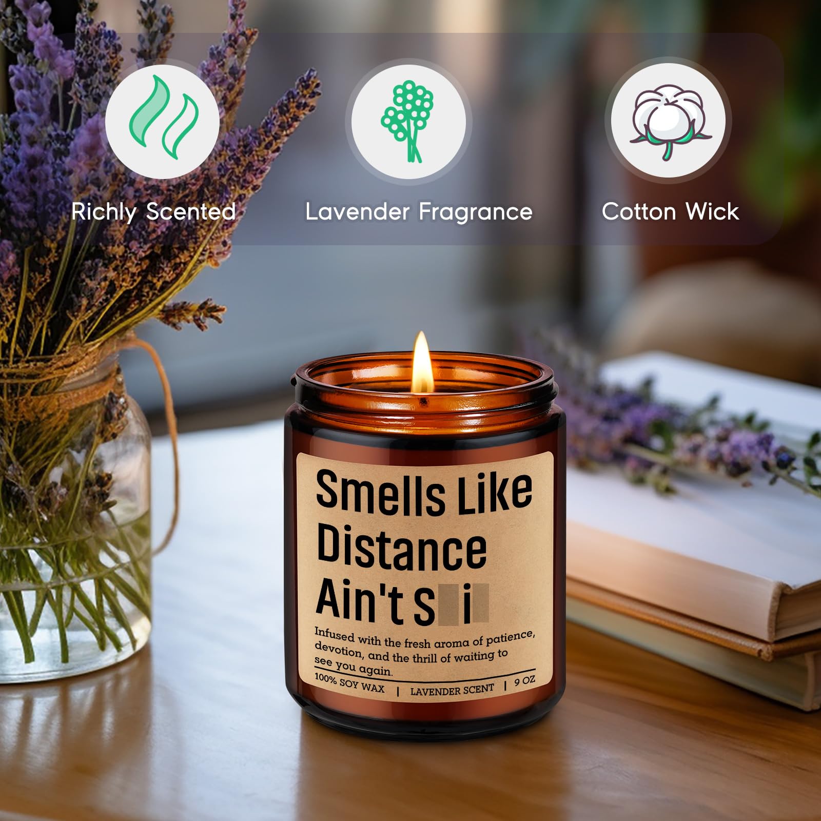 GSPY Scented Candle, Long Distance Relationship Gifts for Him, Her - Gifts for Long Distance Boyfriend, Girlfriend, Couple - Funny Mothers Day, Birthday, Deployment Ideas for BF, GF, Best Friend