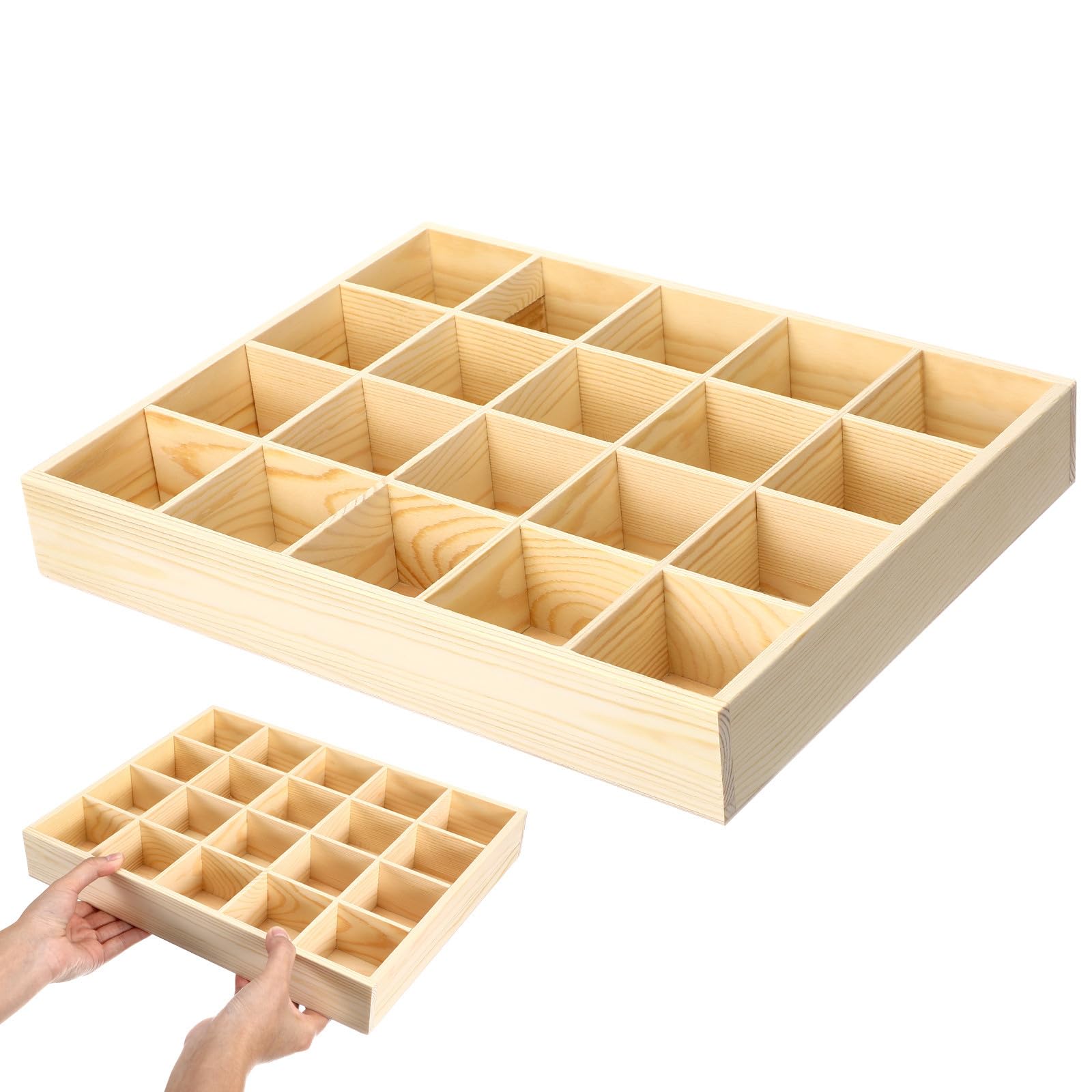 Luxshiny Portacinture da Cassetto in Legno, Contenitore Rettangolare Beige con 20 Scomparti per Organizzare Reggiseni e Piccoli Oggetti in Casa, Salvaspazio, Design Semplice