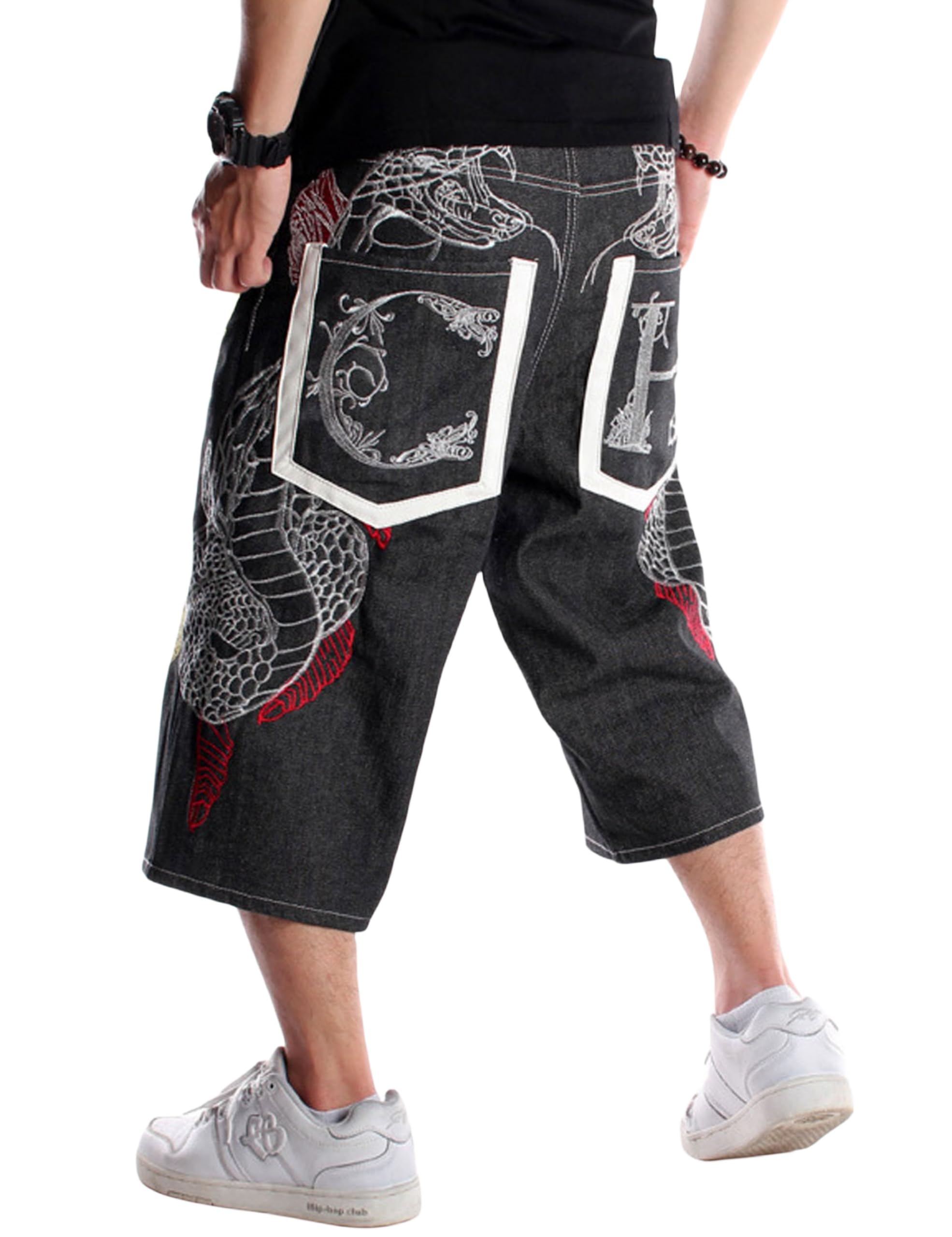VOLYMOON Mens Y2k Jorts Baggy Jeans Shorts Vintage