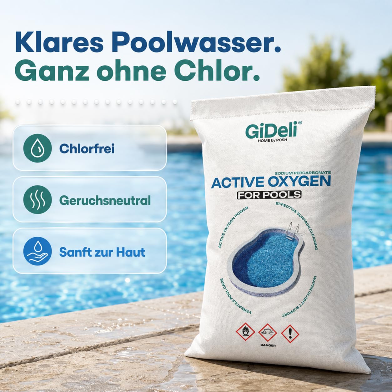 GiDeli Aktivsauerstoff Pool 25 kg - Natriumpercarbonat Granulat Chlorfrei