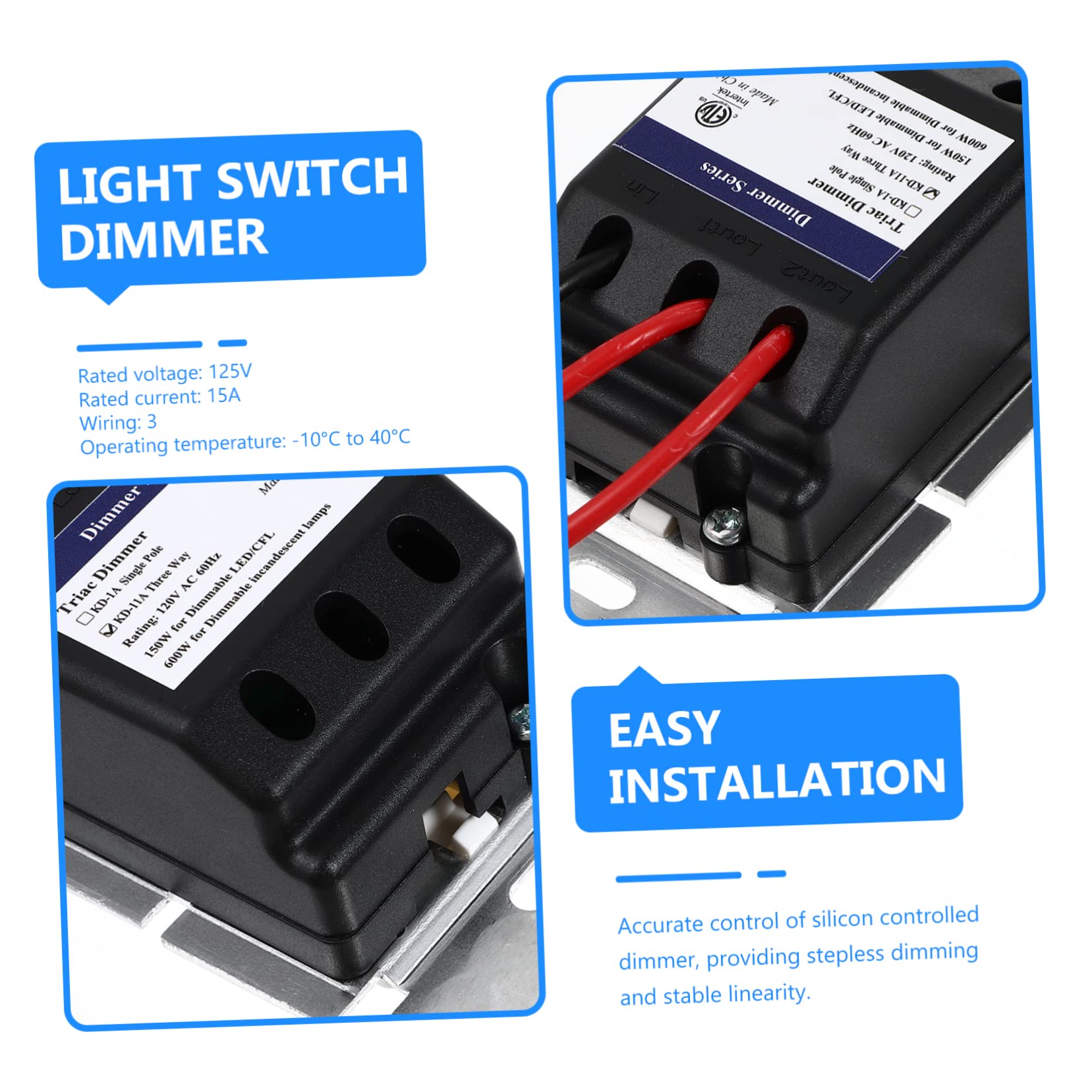 2 Piezas Interruptor De Atenuación Atenuador De Luz Regulador De Intensidad Atenuadores Luz Más Tenue Atenuador Para Luces Led Atenuador Led Potencia Deslizar Condujo Abs