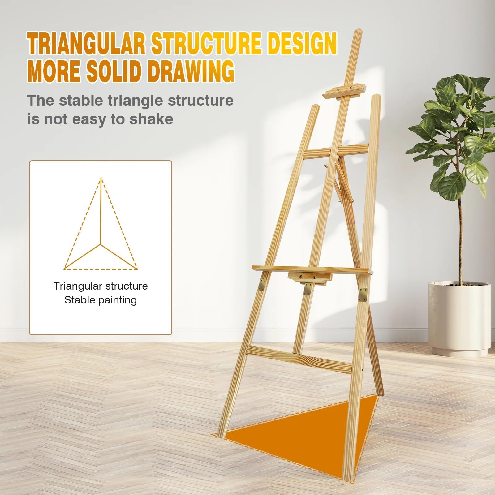 Caballete Caballete de estudio plegable madera 1,75 m con marco en forma A for pintar, dibujar, exhibir arte, for bodas, manualidades Para dibujar