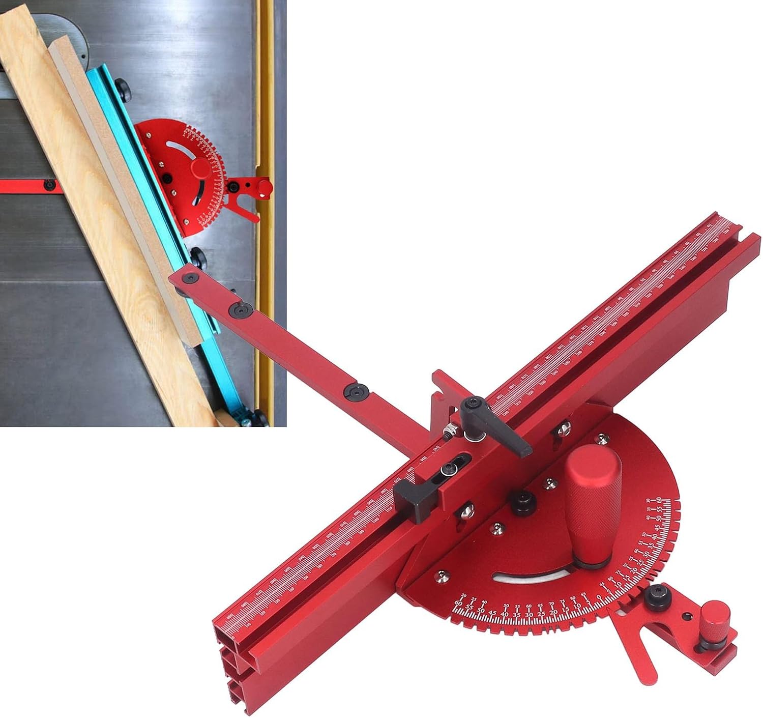 Table Saw Miter System with Limit Stop, Accurate Miter Gauge for 30mm or 45mm T Track
