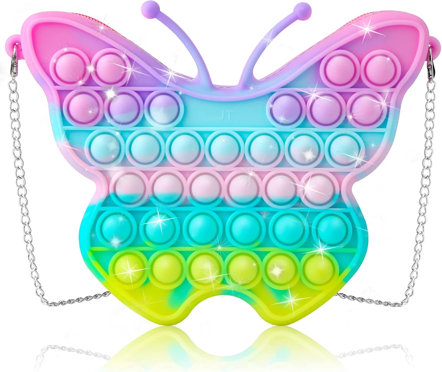 MOVCZON Plush Purse Bag for Girls Butterfly Purse Wallet,Fidget Toy for Toddler, Push Bubble Sensory Toy, Stress Release Pop Coin Purse, Birthday Gifts Party Favors for Kids