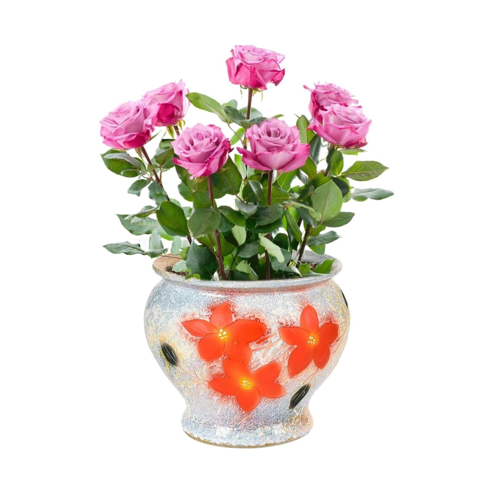 Pot de fleurs en céramique jaune et bleu style baroque Yofab pour cadeau