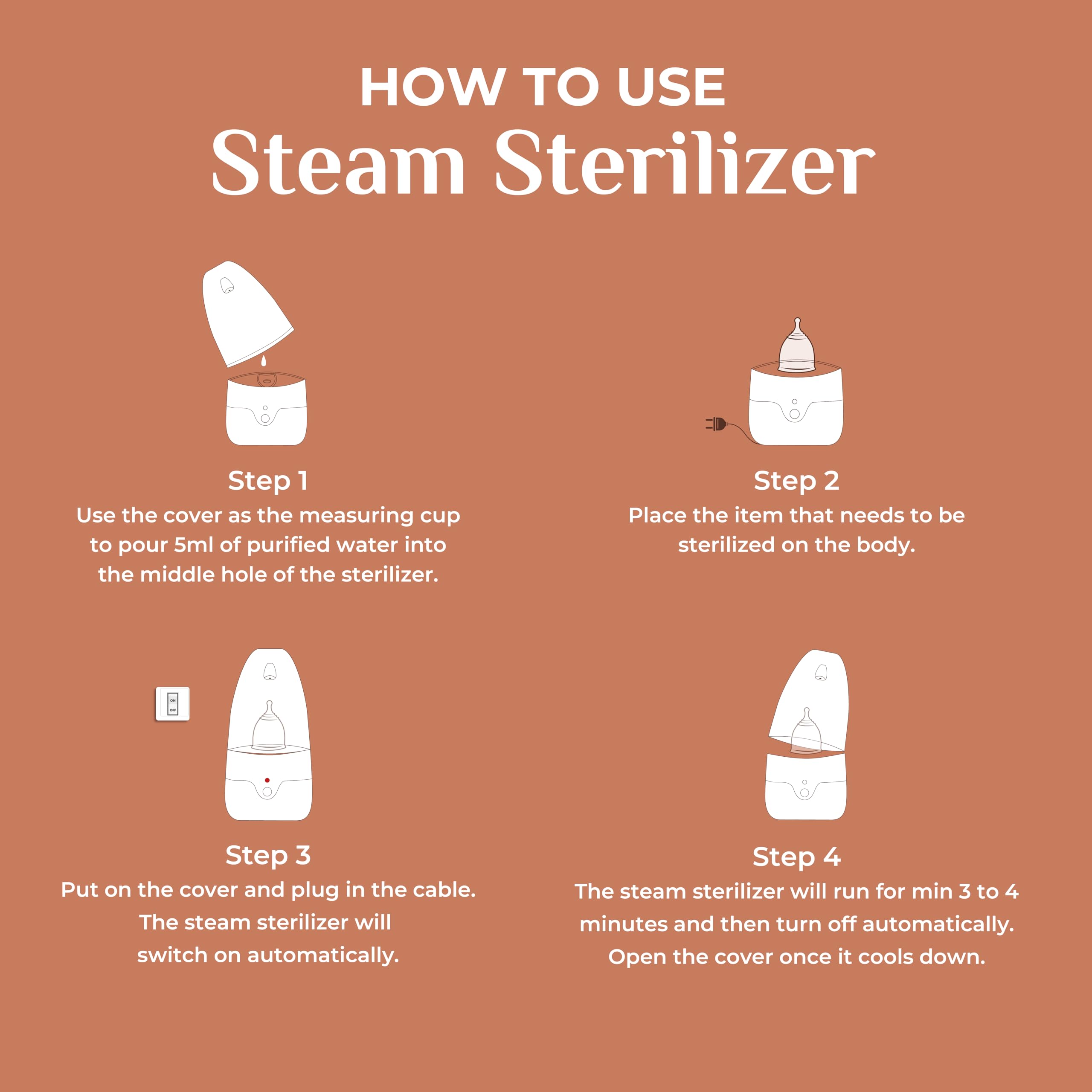 Senzicare Menstrual Cup Sterilizer | Electric Steam Sterilizer for Period Cup | Medium Menstrual Cup | BPA Free Auto Shut Off | Kills 99.9% Germs in 3-5 Minutes 1