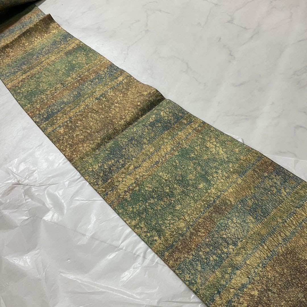 Amazon.co.jp: 厳選同然六寸帯最高級西陣織正絹パールトーン金糸長尺  