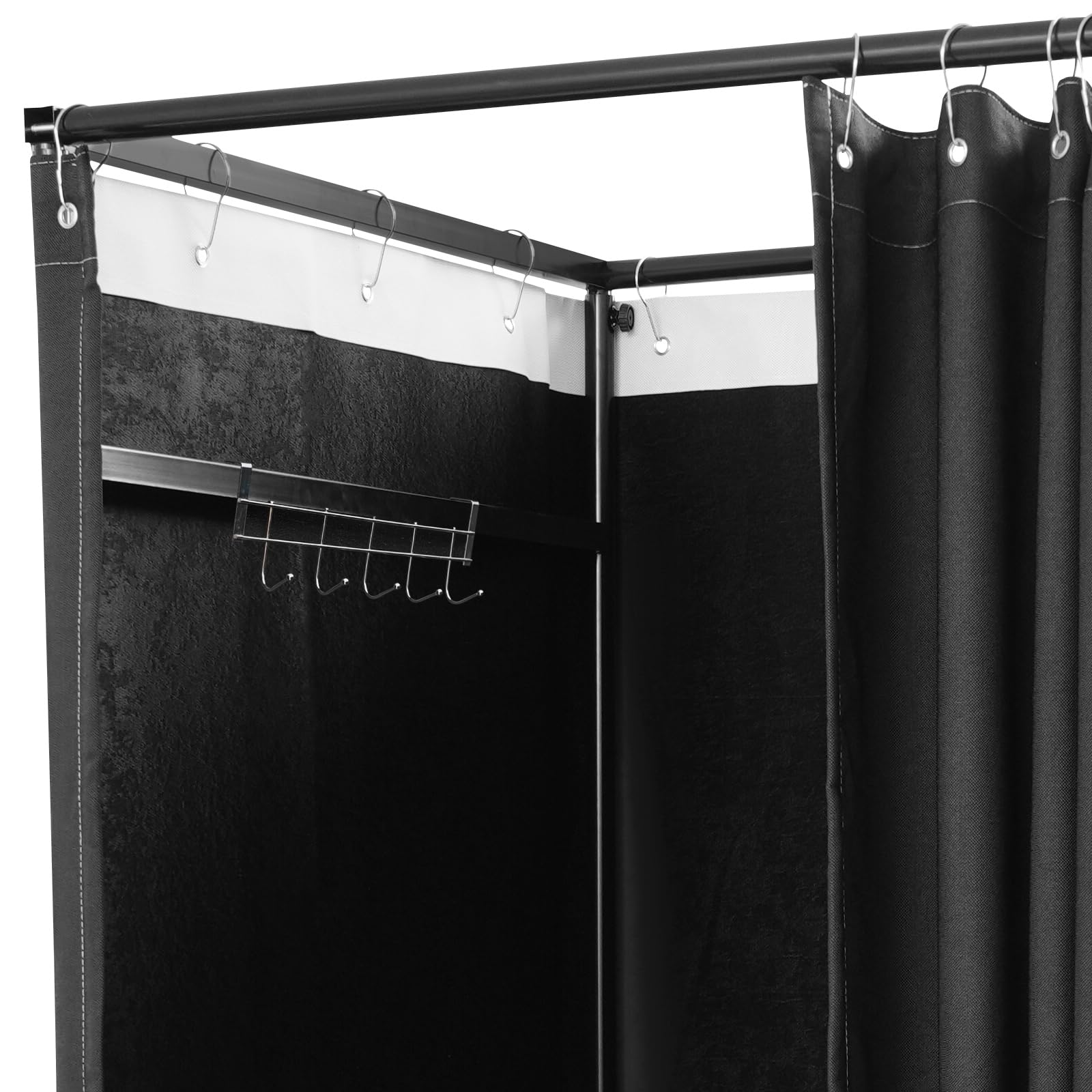 Magasin de vêtements Cabine d'essayage mobile carrée, lavable en machine, cabine d'essayage temporaire, cloison mobile, 85 x 85 x 200 cm, noir