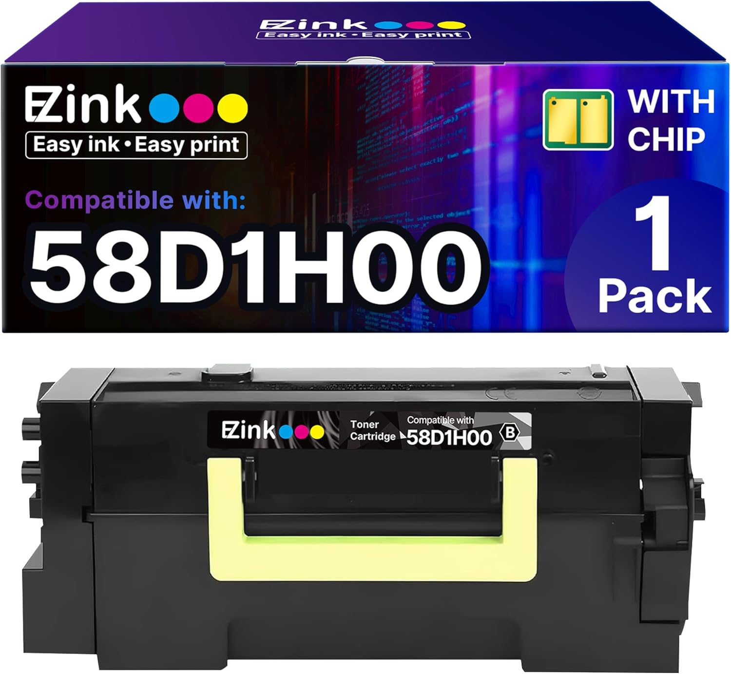 E-Z Ink 58D1H00 Black Toner Cartridge High Yield Replacement for Lexmark 58D1H00 Compatible for MS821dn MS821n MS823dn MS823n MS826de MX721ade MX722ade MX722adhe MX822adxe MX824adxe Laser Printer