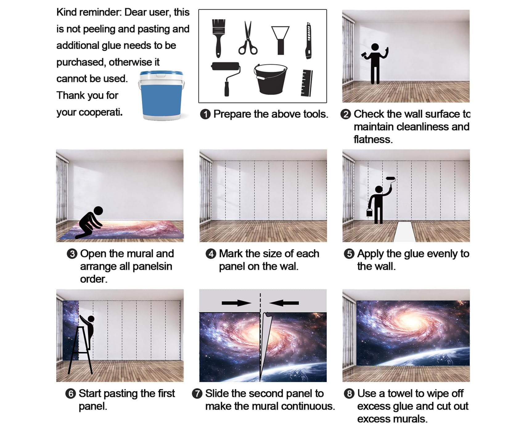 Milky Way Wandbilder, Sternenhimmel-Vortex-Wandbild, Universum-Tapete für Wohnzimmer, Schlafzimmer, TV-Hintergrund, Büro-Dekoration, 280 x 200 cm
