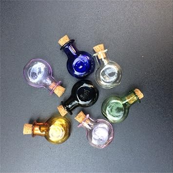 Mini Glass Color Oblate Round Bottles With Cork Little Bottles Wedding Gift Tiny Jars Vials Mix 7 Colors
