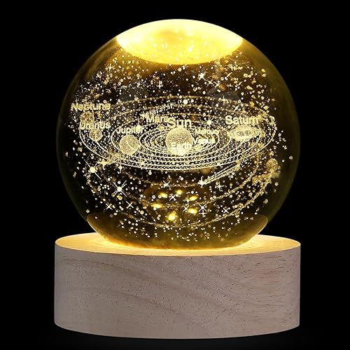 3D Solar System Space Balls 2.4 Inches Crystal Ball - Astronomy Gifts For Her