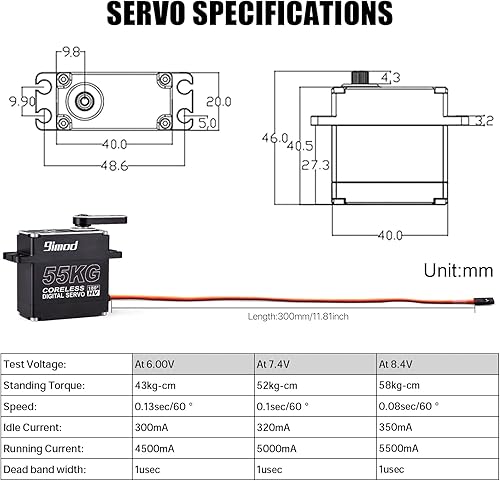 Miniatura 5 de 9imod Servo de dirección de 121.3 lbs 8.4 V Digital de alto par RC Servo completo Metal Gear Caja de aluminio Servo impermeable Servo 110 18 RC