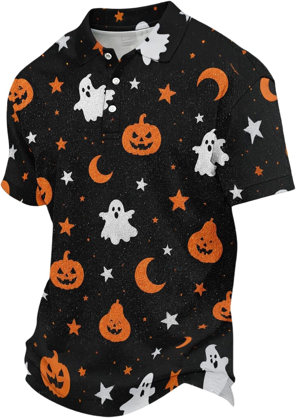 Halloween Polo Shirts for Men Pumpkin Ghost Printed Holiday Golf Shirt