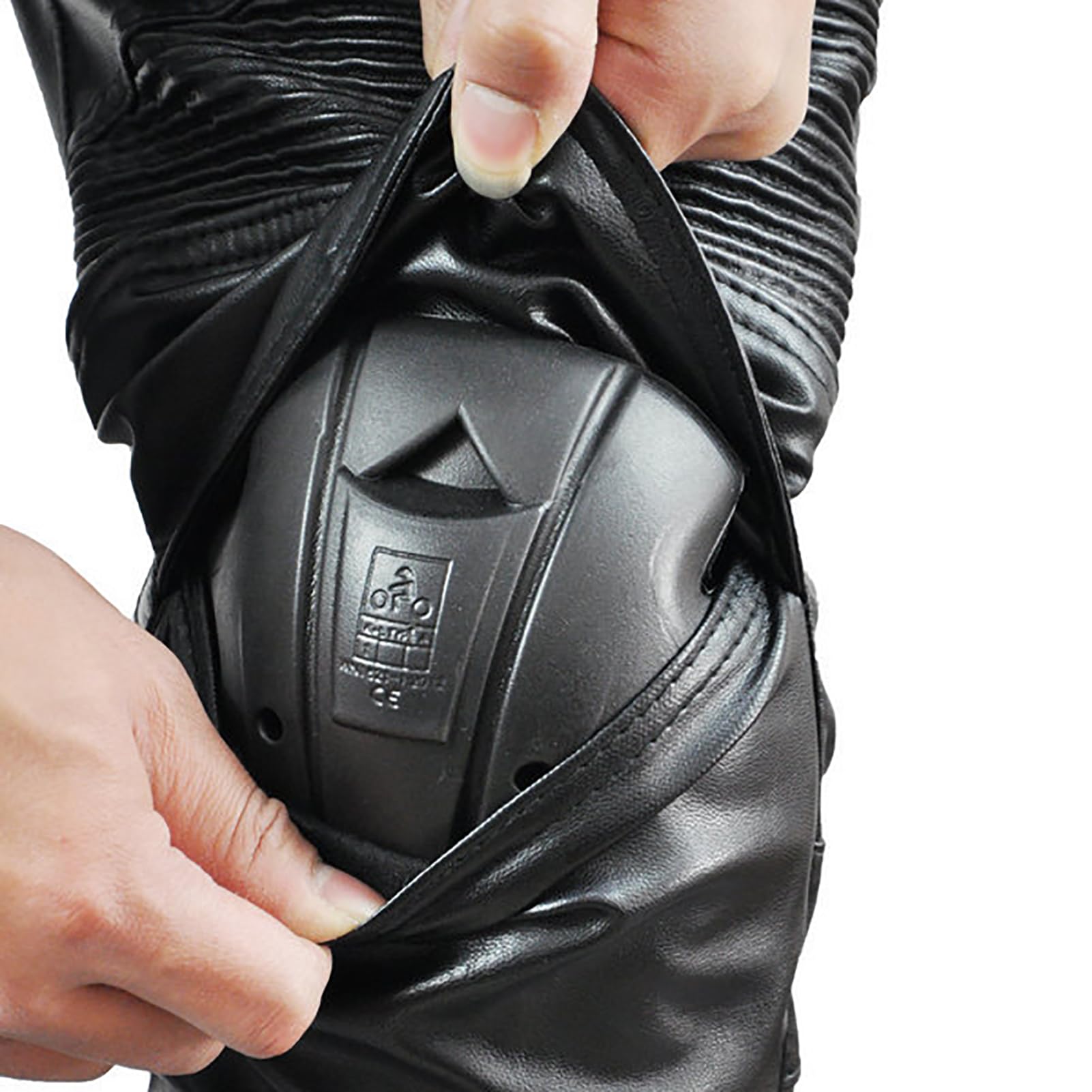 Motorradhose leder Herren/Damen mit protektoren - Schwarz Vollnarbiges Lederhose echtleder mit rüstung Biker gepanzerte (Schwarz,XL)