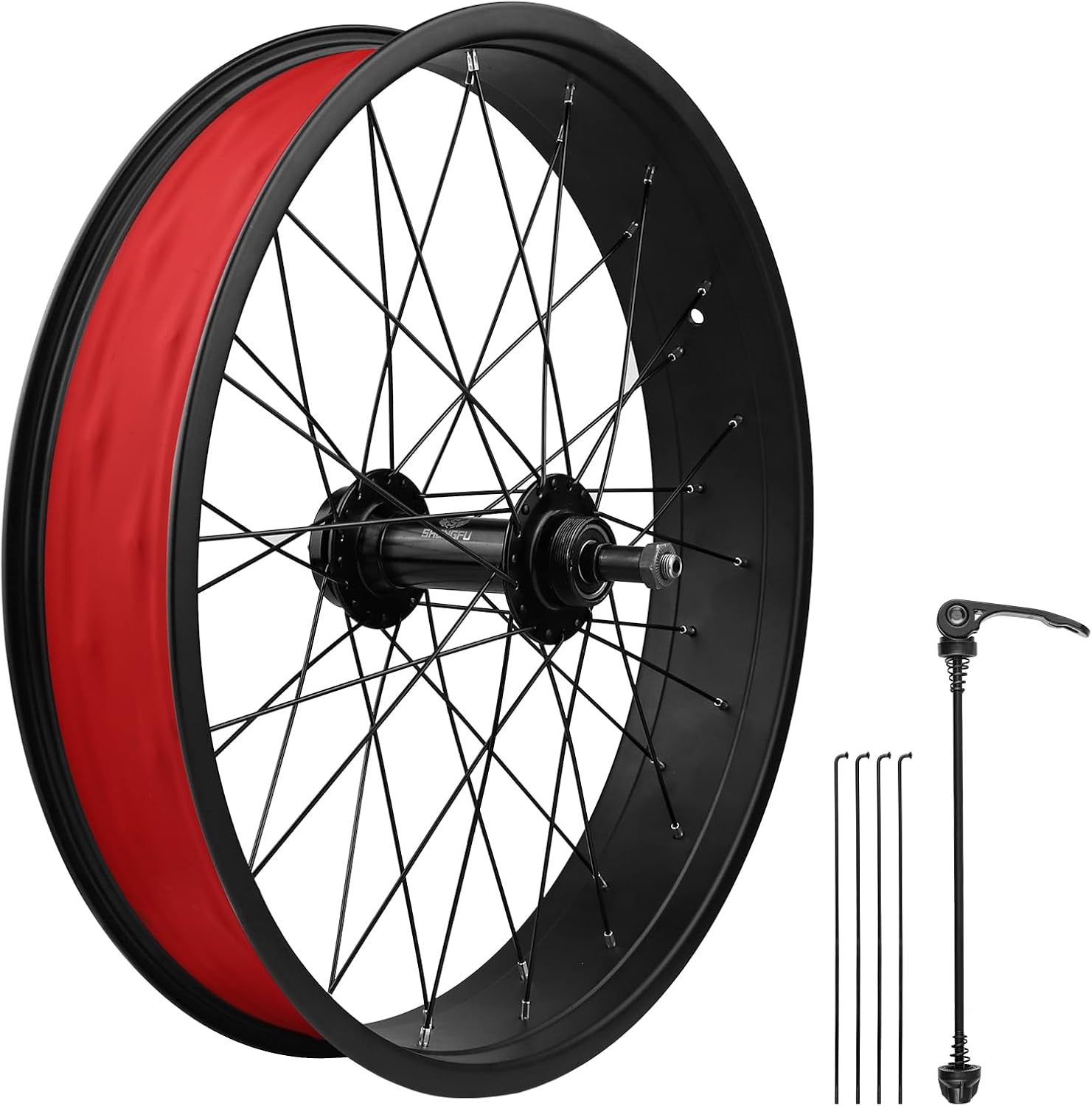 WEEROCK 20/26 x 4.0 Inch Bike Front Rear Wheelset, 4.0" Wide Aluminium Alloy Wheelset with Quick Release, Compatible with Disc Brake, Threaded Freewheel for 20"/26" Snow Bicycle, Fat Tire Bicycles