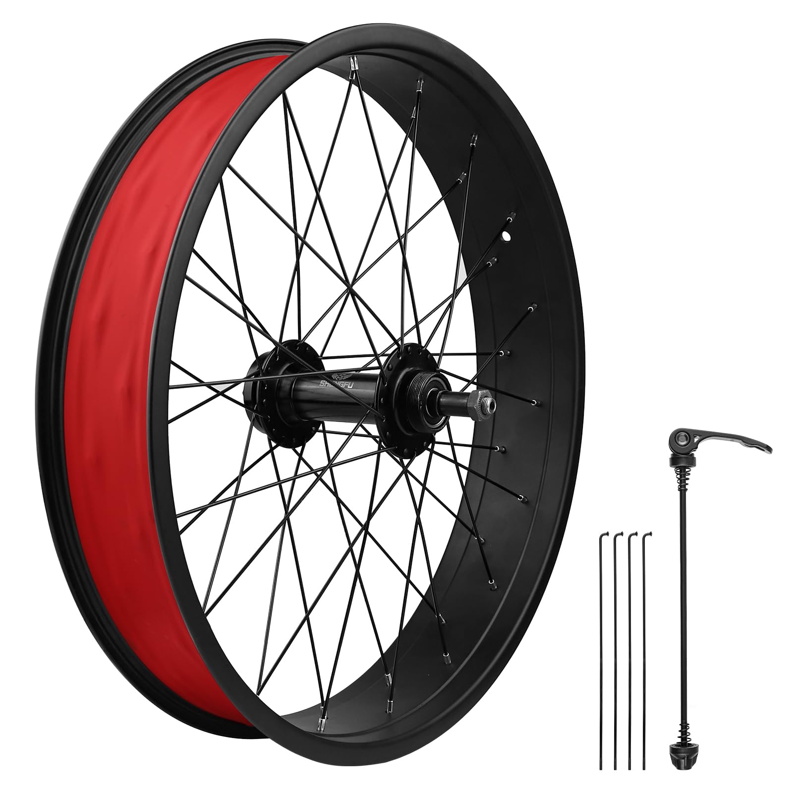 WEEROCK 20/26 x 4.0 Inch Bike Front Rear Wheelset, 4.0" Wide Aluminium Alloy Wheelset with Quick Release, Compatible with Disc Brake, Threaded Freewheel for 20"/26" Snow Bicycle, Fat Tire Bicycles