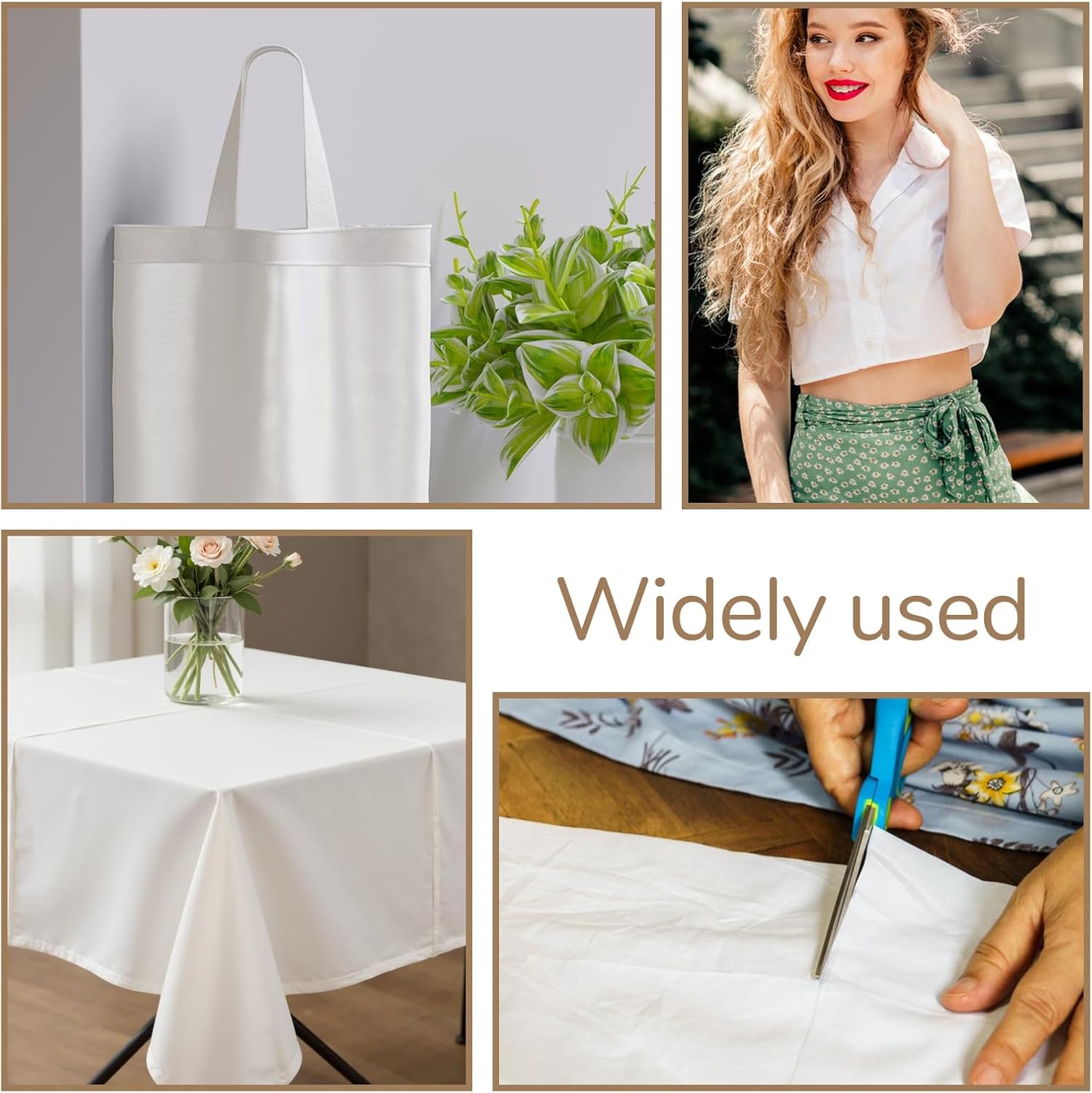 SHENLIU 10 Yards White Cotton Fabric, Natural 100% Cotton Poplin Fabric by The Yard, 59 Inches Wide Bleached Muslin Linen Fabrics Material for Sewing Apparel Cloth Soft Embroidery Quilting(10 Yards)