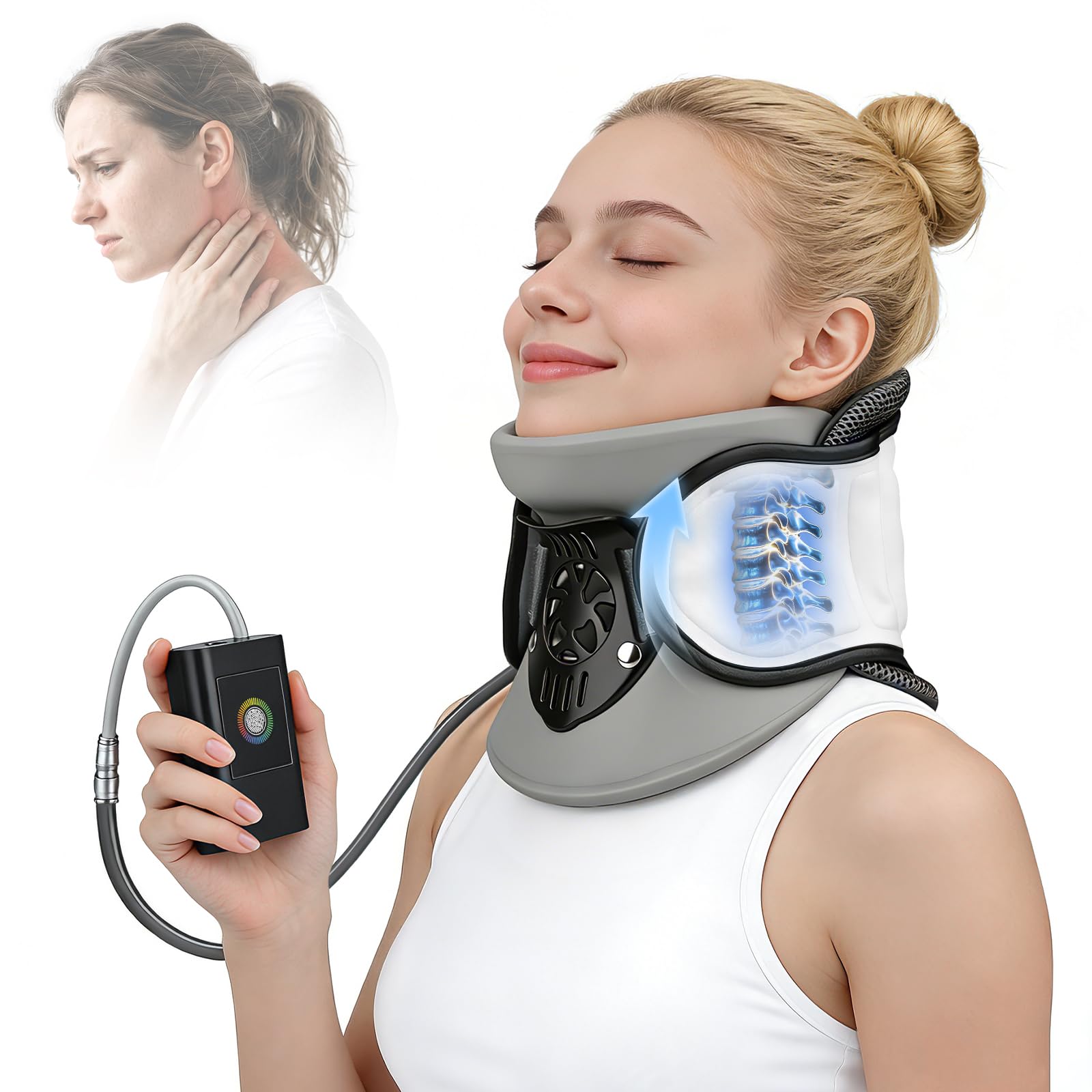 Photo 1 of Sanivor Neck Traction Device - Adjustable Inflatable Neck Stretcher,Lightweight Neck Support Brace for Cervical Spine Decompression,Pain Relief Neck Decompression Tension Relief