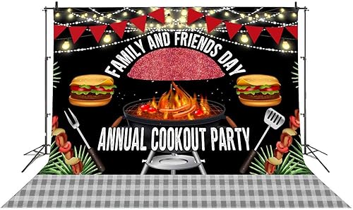 Miniatura 4 de PHMOJEN Fondo de picnic de 10 x 8 pies, día de la familia y los amigos, 3 fiesta anual de cocina, telón de fondo de fotos, decoración de parque de