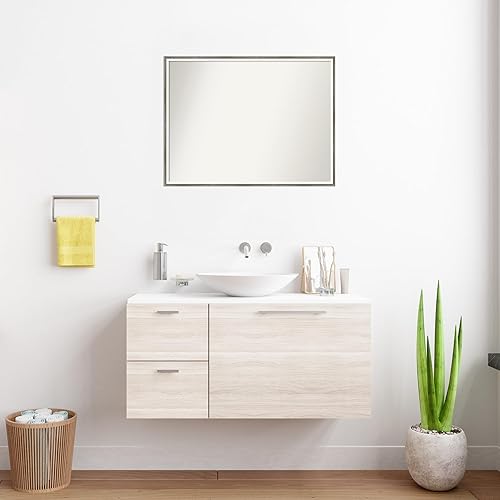 Miniatura 4 de Amanti Art Silver Bathroom Mirror for Over Sink, 22x29 Custom Made Lucie Silver White Rectangle Vanity Mirror, Large Modern Wood Frame, Hangs
