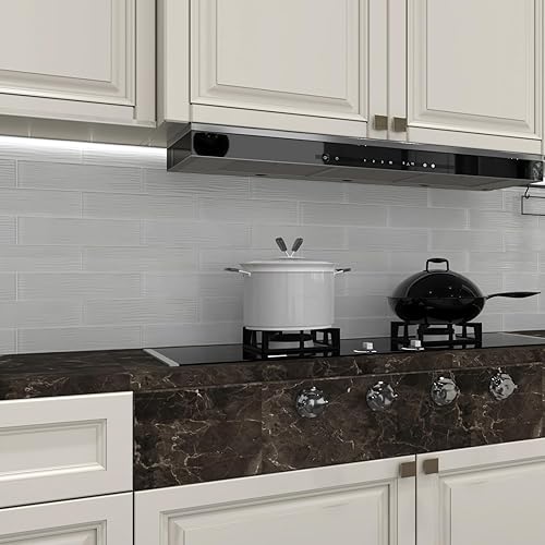 Vista 51 de Lovdeco Azulejo de cristal de metro, 3 x 6 pulgadas, 4 pies cuadrados, vidrio verde azulado oscuro para pared de baño y cocina, paquete de 32