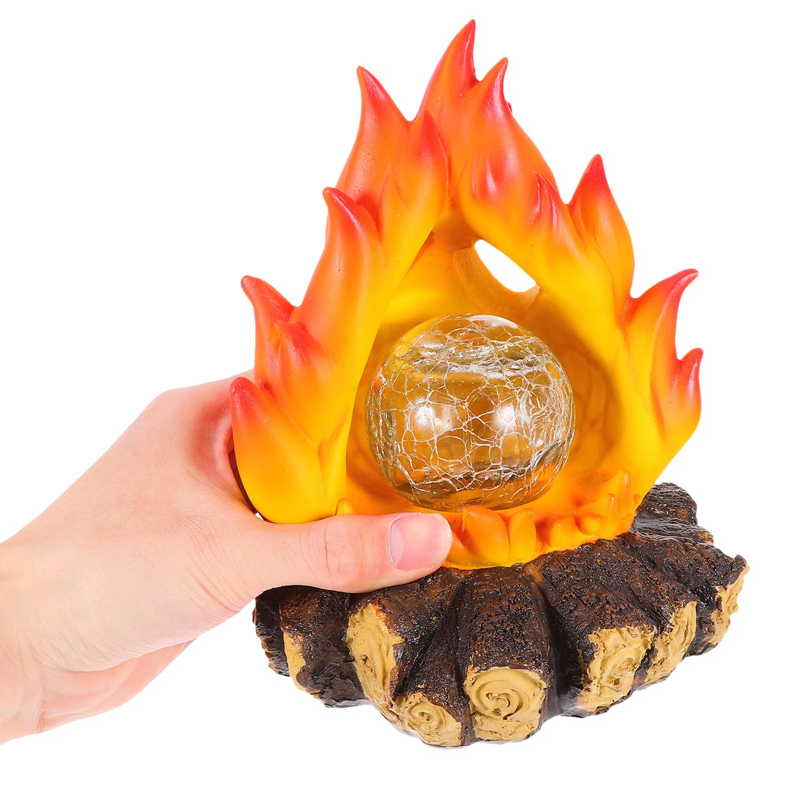 Solar Lagerfeuer Nachtlicht mit Realistischem Flammeneffekt aus Kunstharz Solarbetrieben als Dekoration für Outdoor und Festlagerfeuer bei Halloween und Weihnachten
