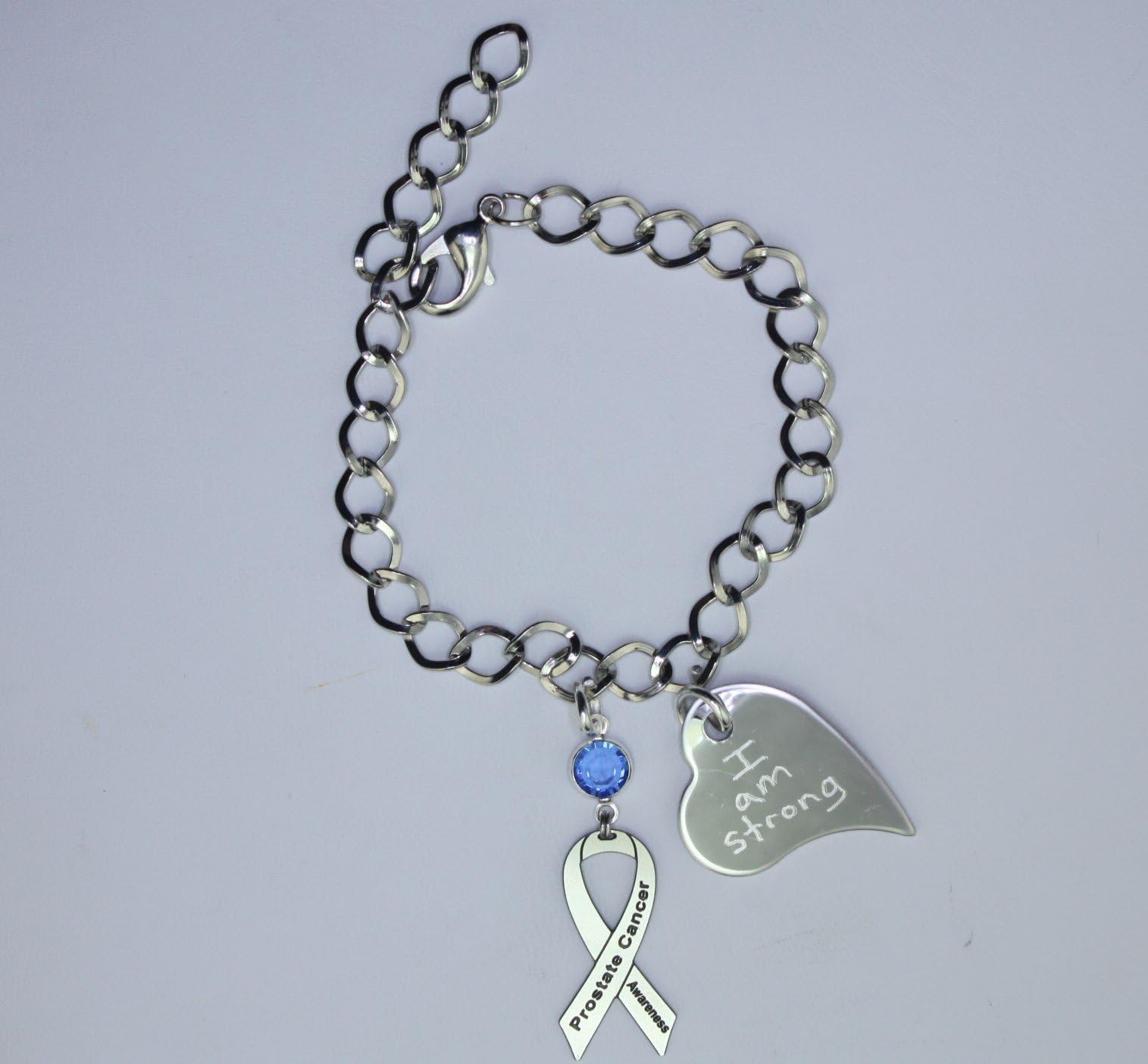 Personalized Prostate Cancer Awareness Ribbon Bracelet - Heart Charm with Your Custom Message