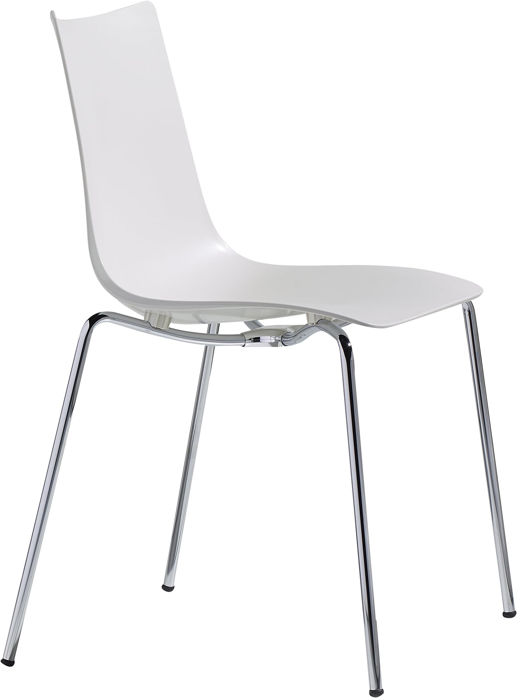 Parada One Design 2615 11 Zebra Techno Polymer Modern Stackable Dining Chair with Chrome Legs, Linen White