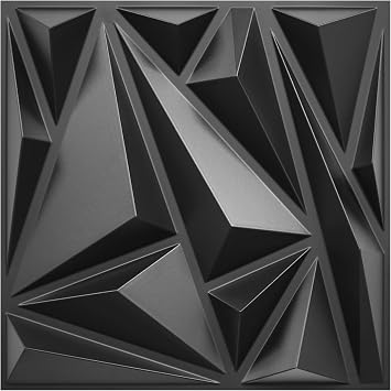 STICKGOO 50 Pack 3D Wall Panels for Interior Wall Decor, Modern Diamond Wall Panels, 12x12 Black Accent Wall Covering Panels for Gaming Room Bedroom TV Background