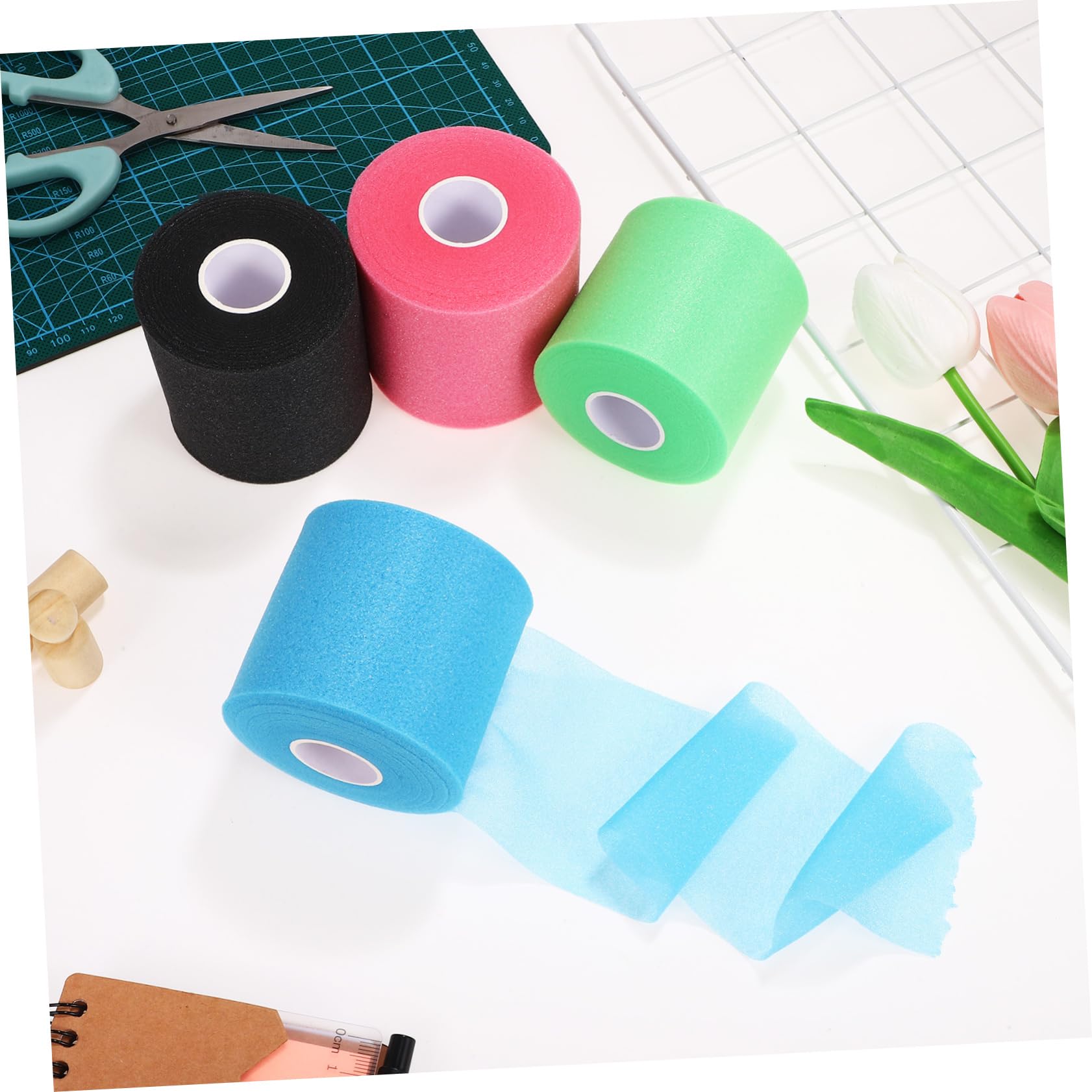 OSOLADY 4 Rolls Skin Membrane Sports Wraps Wrist Tape Baseball Athletic Tape Pre Wrap Pre Wrap Athletic Baseball Wrist Tape Training Athlete Tape Boxing Tape for Hands Sports Tape Sponge