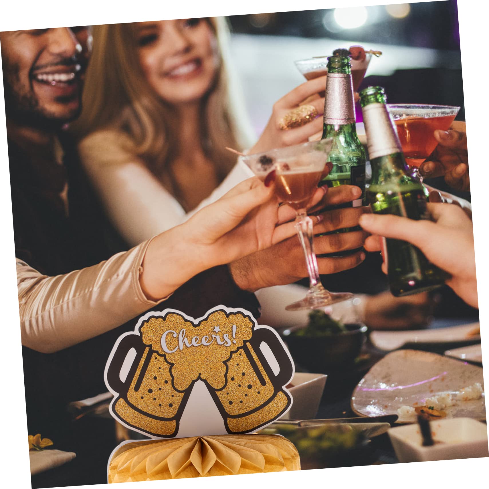 Ciieeo 4 Sätze Dekoration des neuen Jahres Silvester-Party-Waben-Mittelstück Frohes neues Jahr Dekorationen 2023 Tischdekoration office party dekoset Dekoration für das neue Jahr Papier