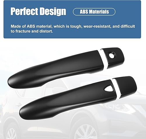 Miniatura 3 de uxcell 1 juego de cubierta para manija de puerta automotriz para Nissan Rogue 2014-2019 Ptetector de manija de puerta de automóvil con 2 agujeros