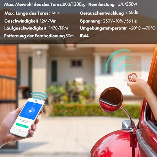 Jaxguom 370W Motorisation Portail Coulissant Ouvre Porte Coulissant max 800KG, Bluetooth WIFI Moteur Électrique de Portail Automatique for Garden, Garage Door - 2