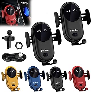 Gumaxx - Soporte para teléfono inteligente, cargador inalámbrico para coche, soporte inalámbrico para iPhone 15/14/13/12/11, Samsung S23/S22/S21, etc. (2 unidades, negro)