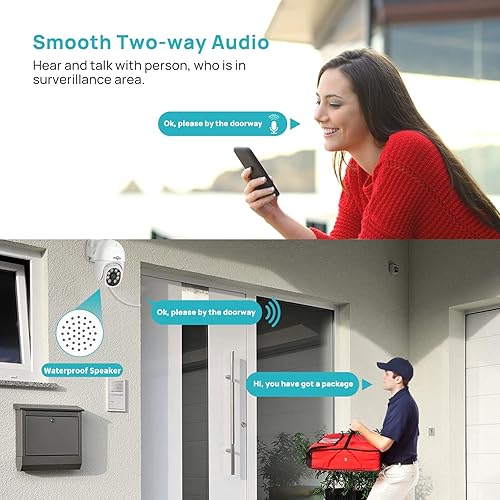 Miniatura 3 de SOVMIKU Sistema de cámara de seguridad inalámbrica detección humana 2K cámara PTZ PanTilt de 3MP para exteriores, vista de 360, seguimiento