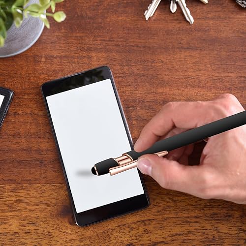 Miniatura 6 de 12 bolígrafos de tinta azul con punta de lápiz capacitivo, bolígrafo de metal de 0.039 pulgadas para pantallas táctiles, 2 en 1, regalo para amigos,