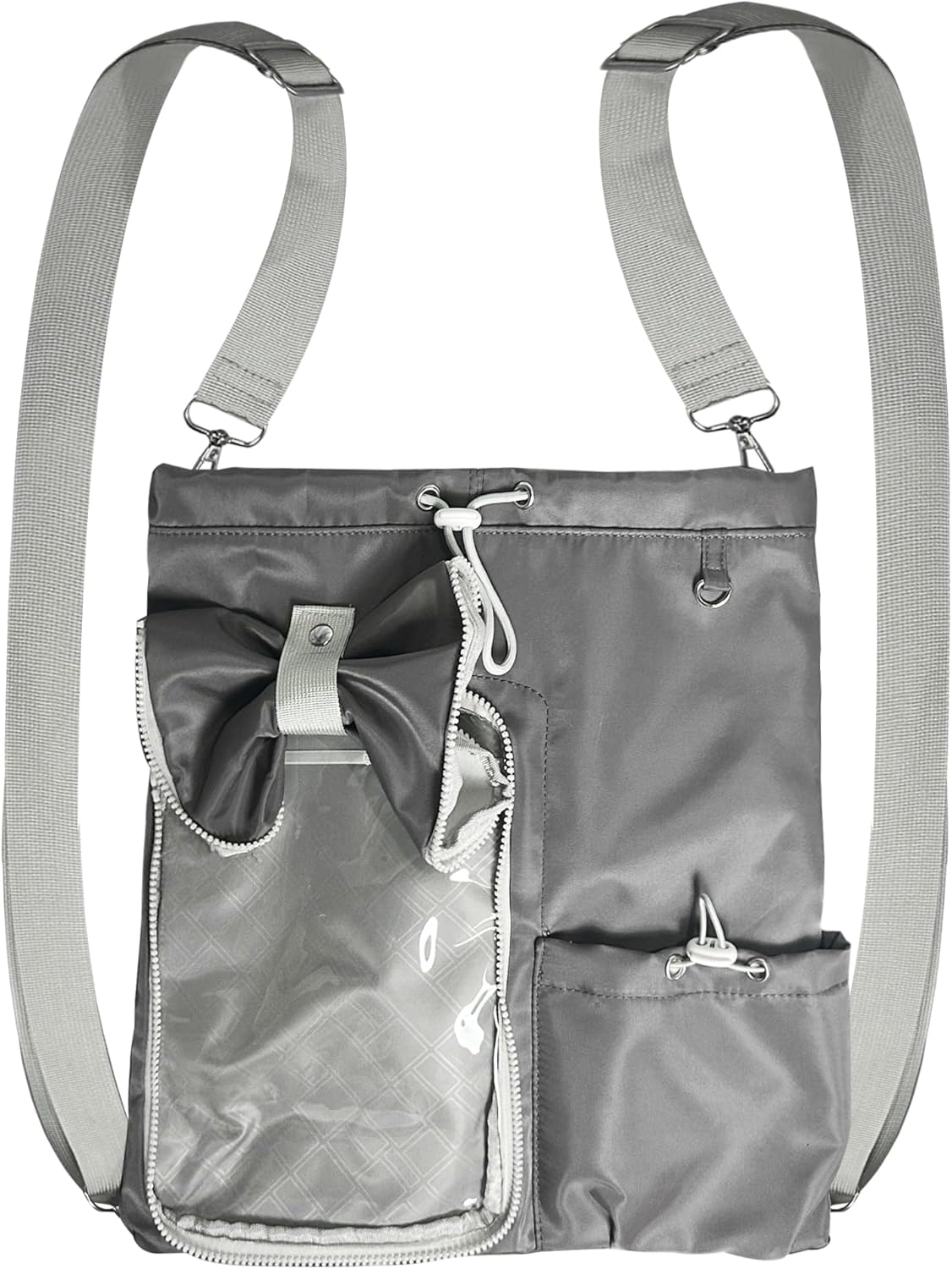 Drawstring Ita Backpack,String Gym Bag Sackpack Sandproof Beach Backpack for Men Women,Dolls Display,Clear Purs (Grey)