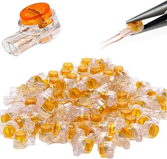 CTRICALVER Lock UY Connector Telephone line Connection Bundling Connector 2 Port / 2 core Set 100 Pieces Orange